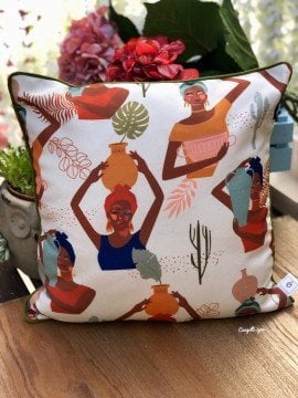 Soft Boho Portre Desenli Kırlent