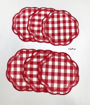 6’Lı Kırmızı Pötikare kokteyl peçete