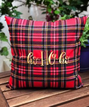 Gold İşlemeli Ekose Kırlent