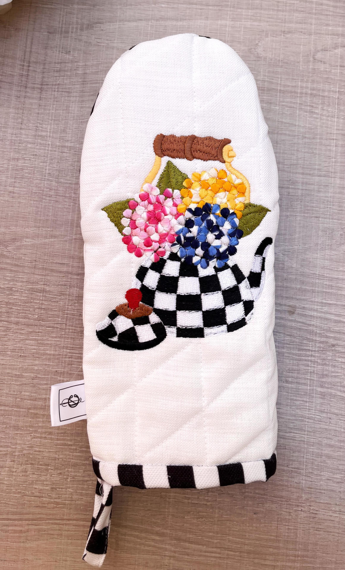 Eldiven- Beyaz Ortanca Desenli