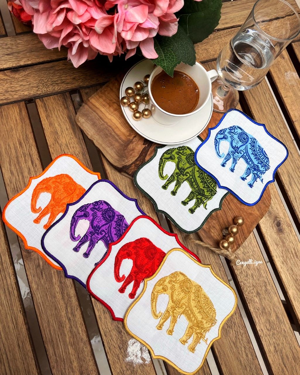 6\'Lı Renkli Fil Desenli Kokteyl Peçete