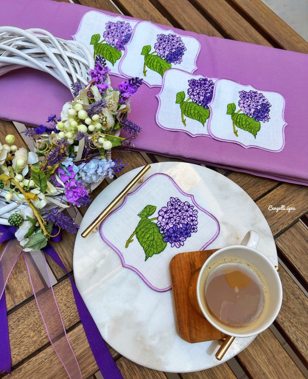 6\'Lı Ortanca Desenli Kokteyl Peçete