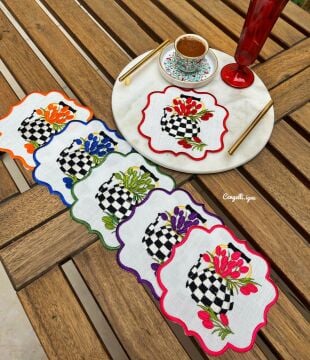 6\'lı Lale Desenli Kokteyl Peçete