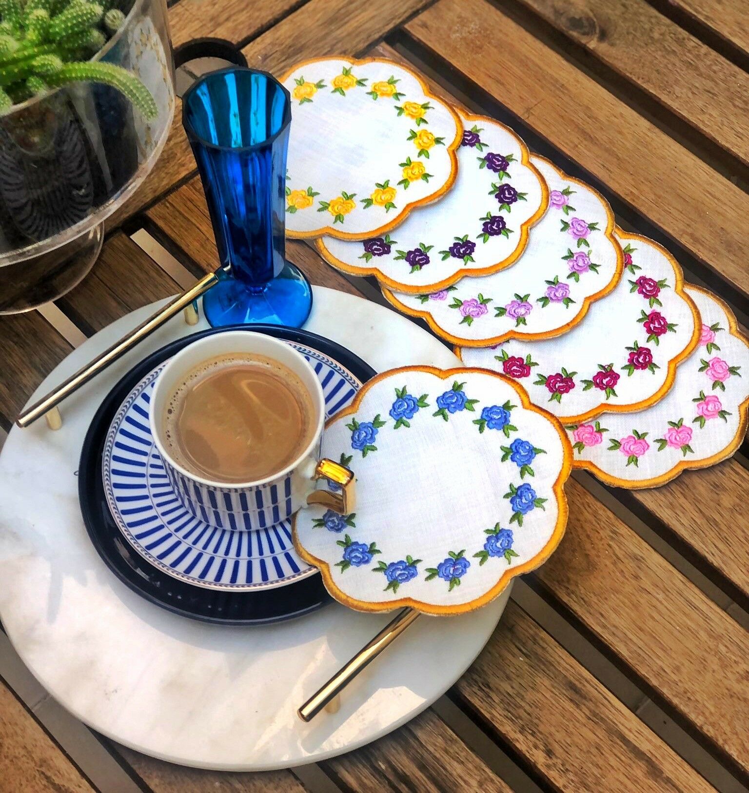 6\'Lı Renkli Gül  Kokteyl Peçete