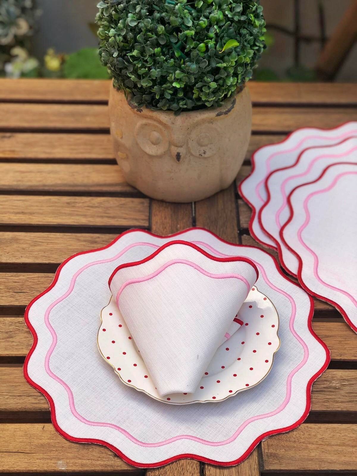 Fuşya & Pembe Dalga Deseni Servis