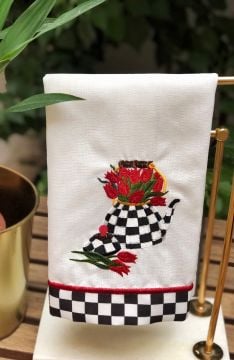 Beyaz Patlı Dal Lale Fırın Örtüsü