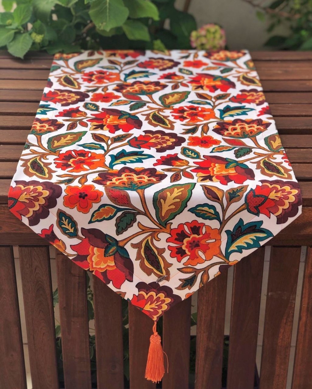 Beyaz Orman Desenli Runner