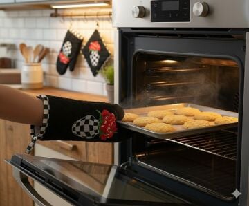 Siyah Vazo Gül Eldiven & Tutaç