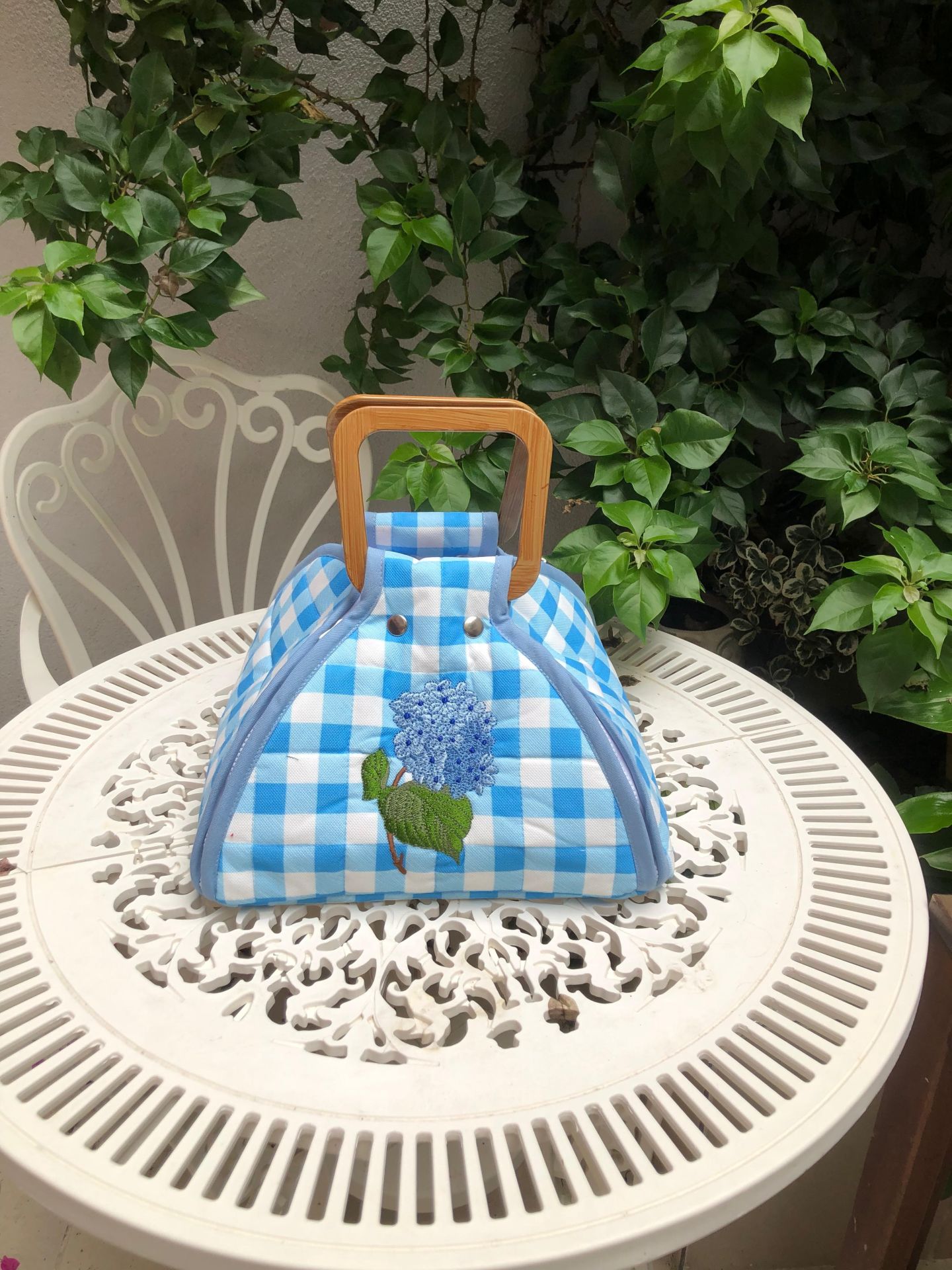 Mavi Ortanca Tencere Taşıma Çantası