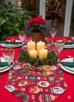 Kış Masalı Süslemeli Runner