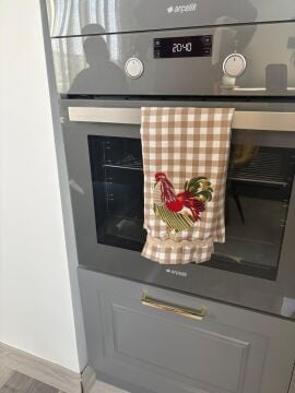 Çiftlik Esintili Nakışlı Horoz Desenli Mutfak Seti – 3 Parça