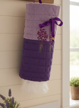Lavanta Nakışlı Kapitone Mutfak Poşetliği - Lila ve Mor İki Renk
