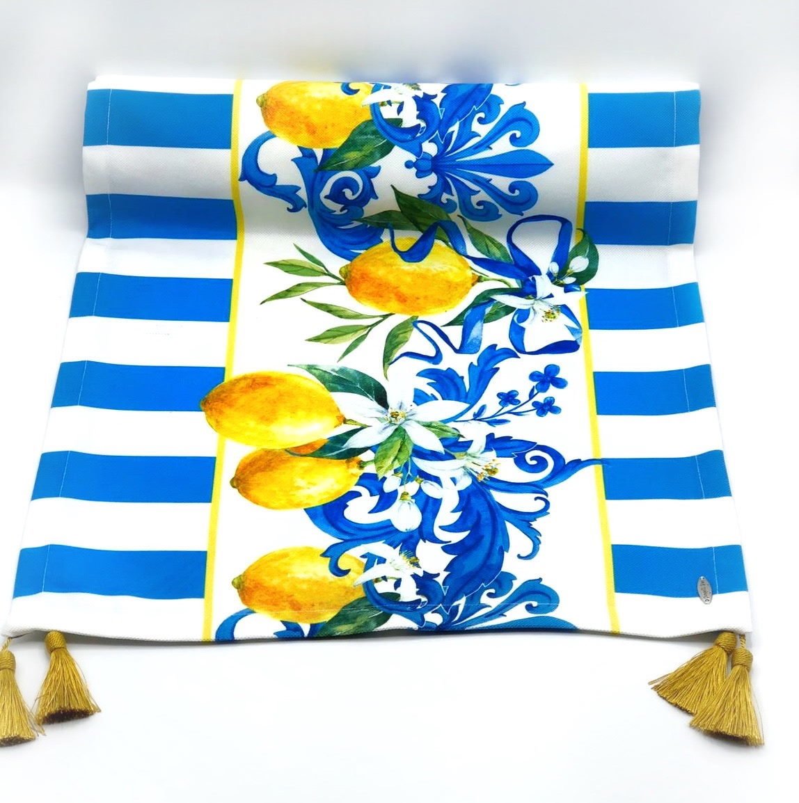 Mavi Çizgili Limon Desenli
