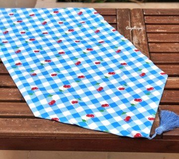 Mavi Pötikare Kiraz Desenli Runner